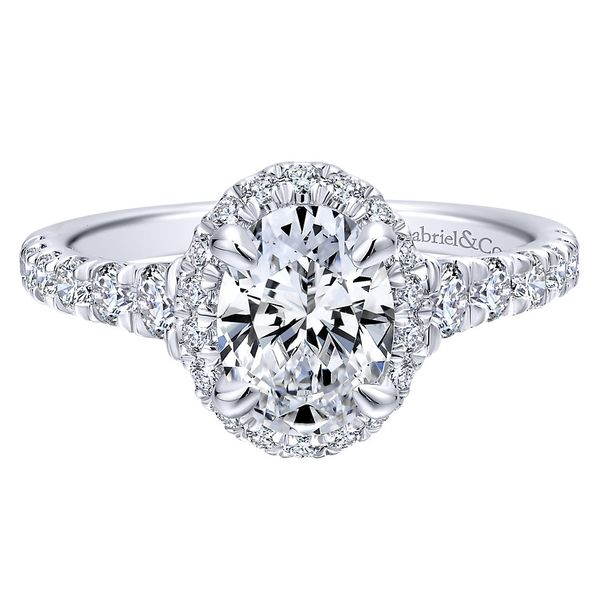 14K White Gold Oval Halo Diamond Engagement Ring Koerbers Fine Jewelry Inc New Albany, IN