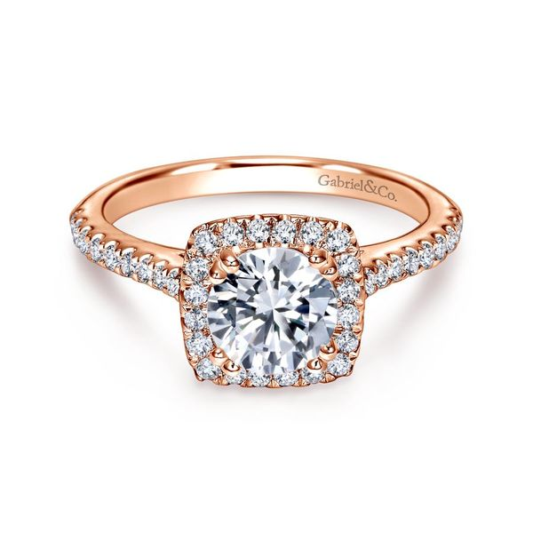 14K Rose Gold Cushion Halo Engagement Ring Koerbers Fine Jewelry Inc New Albany, IN