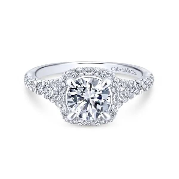 14K White Gold Double Cushion Halo Engagement Ring Koerbers Fine Jewelry Inc New Albany, IN