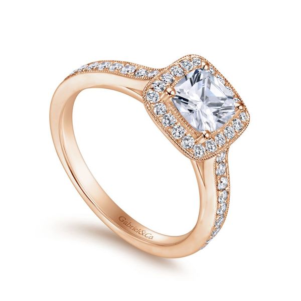 14K Rose Gold Cushion Halo Engagement Ring Image 2 Koerbers Fine Jewelry Inc New Albany, IN