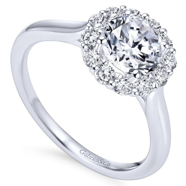 14K White Gold Round Halo Engagement Ring Image 2 Koerbers Fine Jewelry Inc New Albany, IN