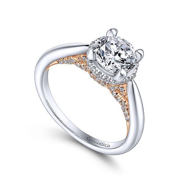 14K Two-Tone White and Rose Gold Diamond Trellis Engagement Ring Image 2 Koerbers Fine Jewelry Inc New Albany, IN