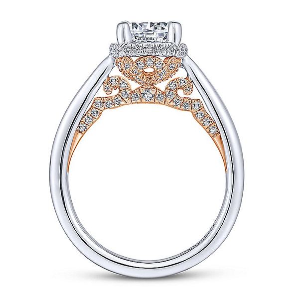 14K Two-Tone White and Rose Gold Diamond Trellis Engagement Ring Image 3 Koerbers Fine Jewelry Inc New Albany, IN