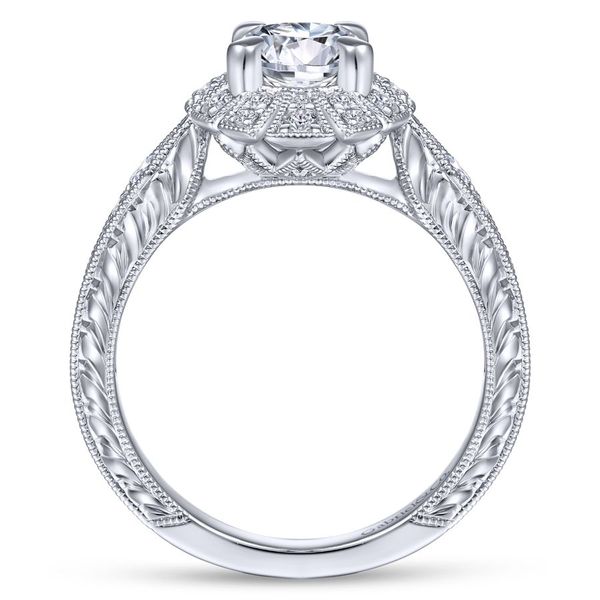 14K White Gold Art Deco Oval Halo Engagement Ring Image 3 Koerbers Fine Jewelry Inc New Albany, IN