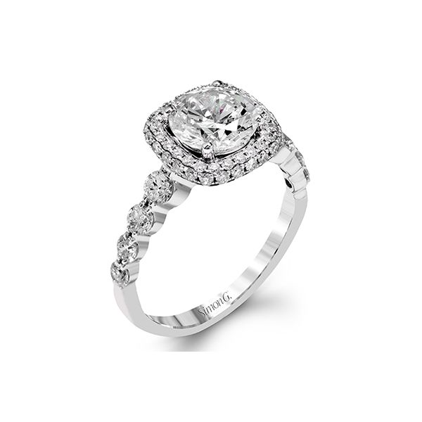 18K White Gold Cushion Halo Engagement Ring Image 2 Koerbers Fine Jewelry Inc New Albany, IN