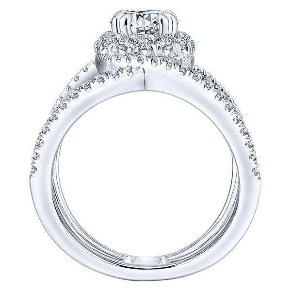 14K White Gold Contemporary Free Form Round Halo Engagement Ring. Image 3 Koerbers Fine Jewelry Inc New Albany, IN
