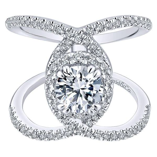 14K White Gold Contemporary Free Form Round Halo Engagement Ring. Koerbers Fine Jewelry Inc New Albany, IN
