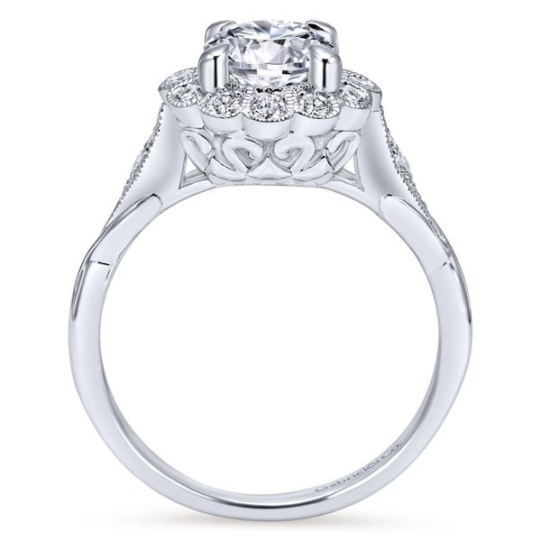 14K White Gold Floral Halo Vintage Engagement Ring Image 3 Koerbers Fine Jewelry Inc New Albany, IN