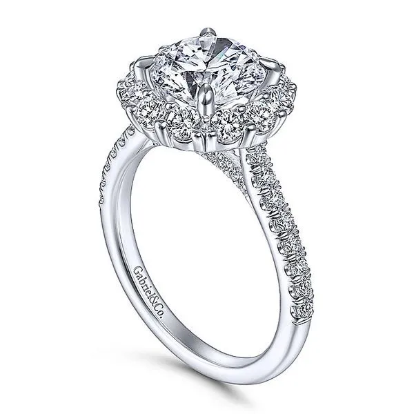 14K White Gold Cushion Halo Engagement Ring Image 2 Koerbers Fine Jewelry Inc New Albany, IN