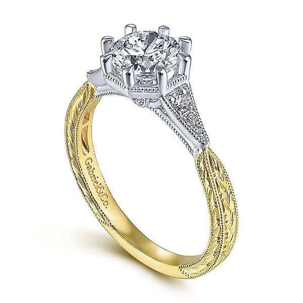 14K Yellow and White Gold Vintage Inspired Engagement Ring Image 2 Koerbers Fine Jewelry Inc New Albany, IN