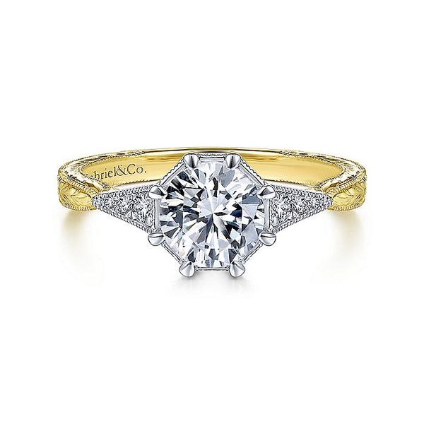 14K Yellow and White Gold Vintage Inspired Engagement Ring Koerbers Fine Jewelry Inc New Albany, IN