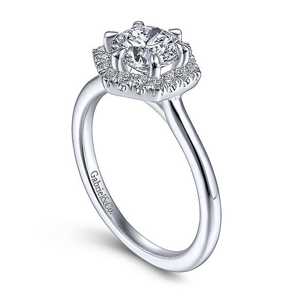 14K White Gold Hexagonal Halo Engagement Ring Image 2 Koerbers Fine Jewelry Inc New Albany, IN