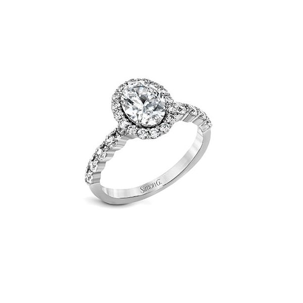 18K White Gold Halo Oval Engagement Ring Image 2 Koerbers Fine Jewelry Inc New Albany, IN