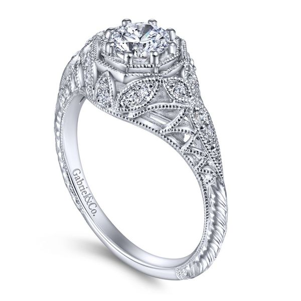 14K White Gold Round Halo Vintage Diamond Engagement Ring Image 3 Koerbers Fine Jewelry Inc New Albany, IN