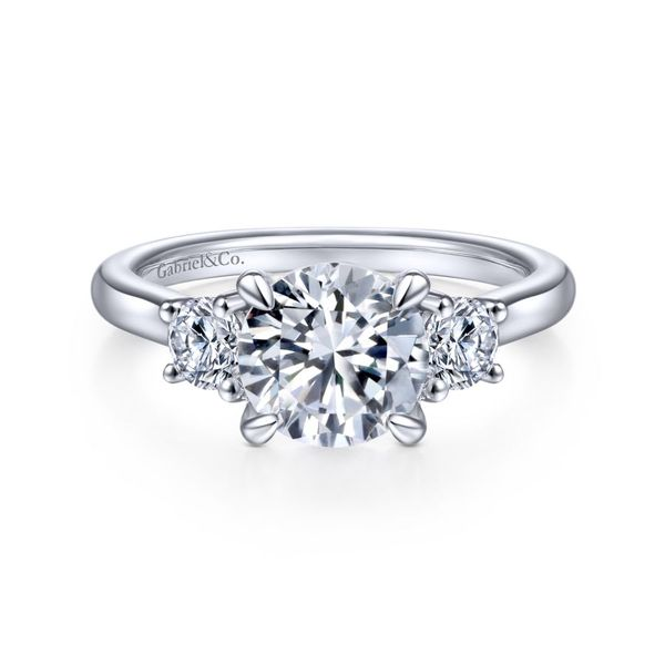 14K White Gold Round 3 Stone Diamond Engagement Ring Koerbers Fine Jewelry Inc New Albany, IN