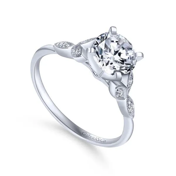 14K White Gold Round Diamond Victorian Engagement Ring Image 3 Koerbers Fine Jewelry Inc New Albany, IN