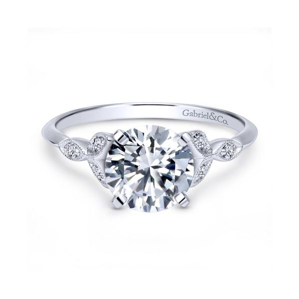 14K White Gold Round Diamond Victorian Engagement Ring Koerbers Fine Jewelry Inc New Albany, IN