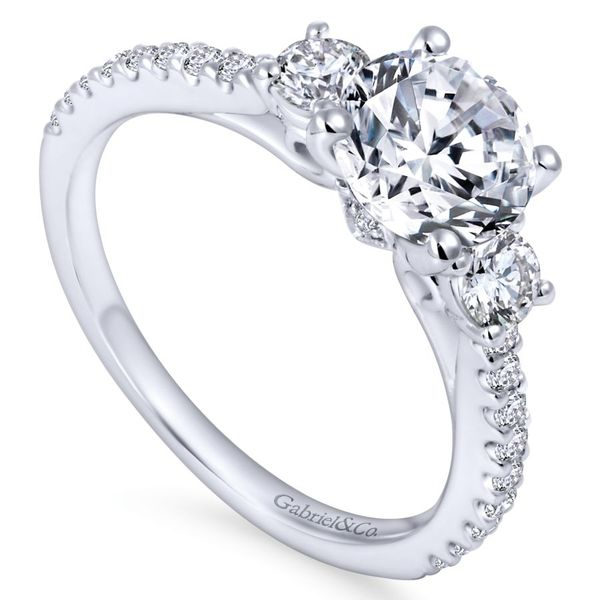 14K White Gold Round Three Stone Diamond Engagement Ring Image 3 Koerbers Fine Jewelry Inc New Albany, IN