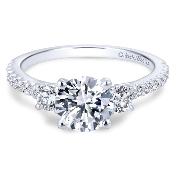 14K White Gold Round Three Stone Diamond Engagement Ring Koerbers Fine Jewelry Inc New Albany, IN