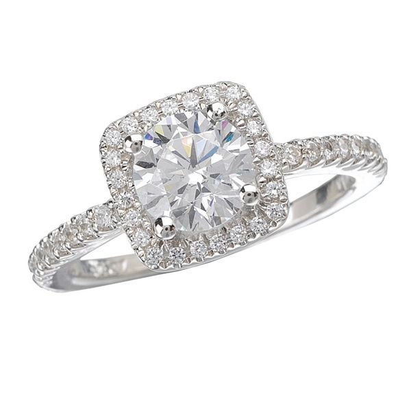 18K White Gold Cushion Halo Diamond Engagement Ring Koerbers Fine Jewelry Inc New Albany, IN