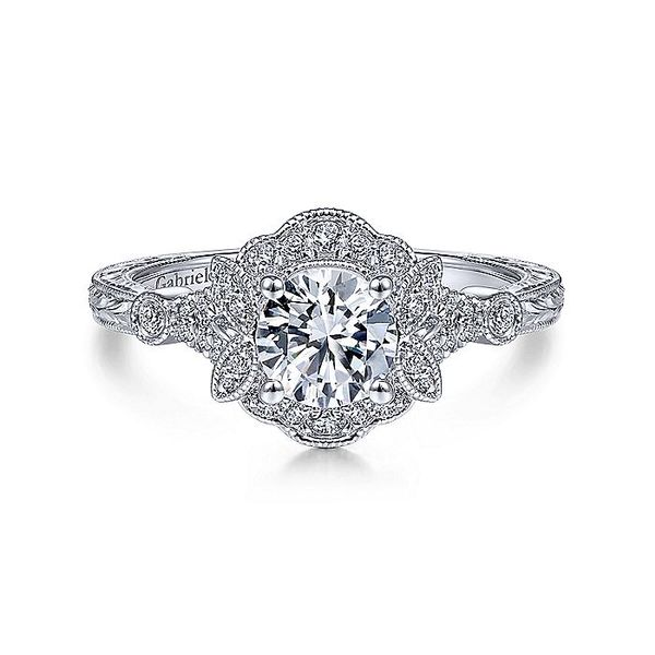 14K White Gold Vintage Round Halo Diamond Engagement Ring Koerbers Fine Jewelry Inc New Albany, IN