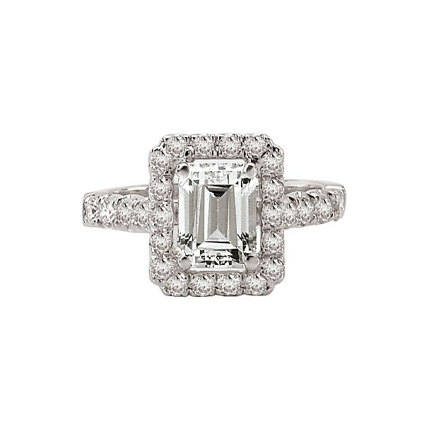 18K White Gold Emerald Halo Diamond Engagement Ring Koerbers Fine Jewelry Inc New Albany, IN