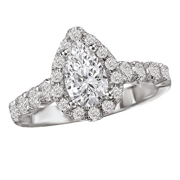 18K White Gold Pear Shaped Diamond Halo Engagement RIng Image 2 Koerbers Fine Jewelry Inc New Albany, IN