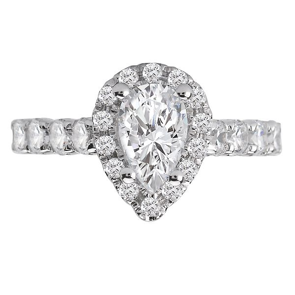 18K White Gold Pear Shaped Diamond Halo Engagement RIng Koerbers Fine Jewelry Inc New Albany, IN