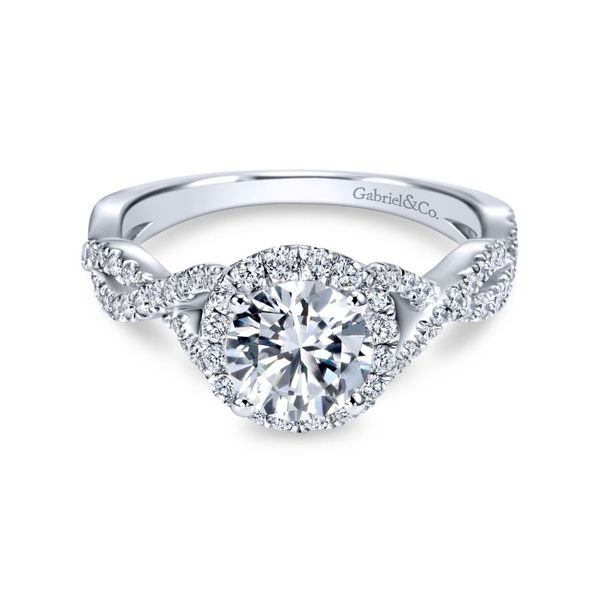 14K White Gold Round Halo Diamond Engagement Ring Koerbers Fine Jewelry Inc New Albany, IN