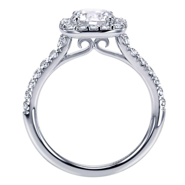 14K White Gold Cushion Halo Round Diamond Engagement Ring Image 2 Koerbers Fine Jewelry Inc New Albany, IN