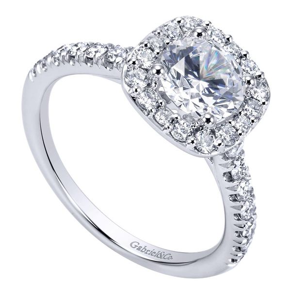 14K White Gold Cushion Halo Round Diamond Engagement Ring Image 3 Koerbers Fine Jewelry Inc New Albany, IN