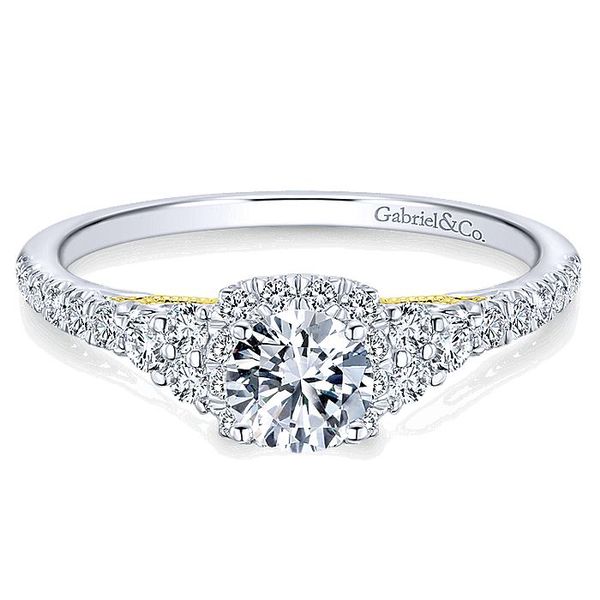 14K White and Yellow Gold Round Halo Diamond Engagement Ring Koerbers Fine Jewelry Inc New Albany, IN