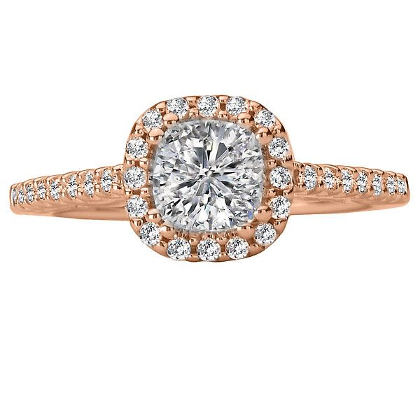 18K Rose Gold Cushion Halo Engagement Ring Koerbers Fine Jewelry Inc New Albany, IN