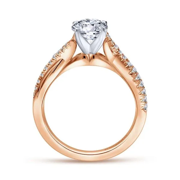 14K White and Rose Gold Round Diamond Twisted Engagement Ring Image 2 Koerbers Fine Jewelry Inc New Albany, IN