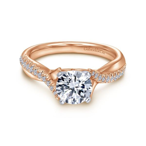 14K White and Rose Gold Round Diamond Twisted Engagement Rin | Koerbers ...