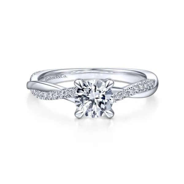 14K White Gold Round Twisted Diamond Engagement Ring Koerbers Fine Jewelry Inc New Albany, IN