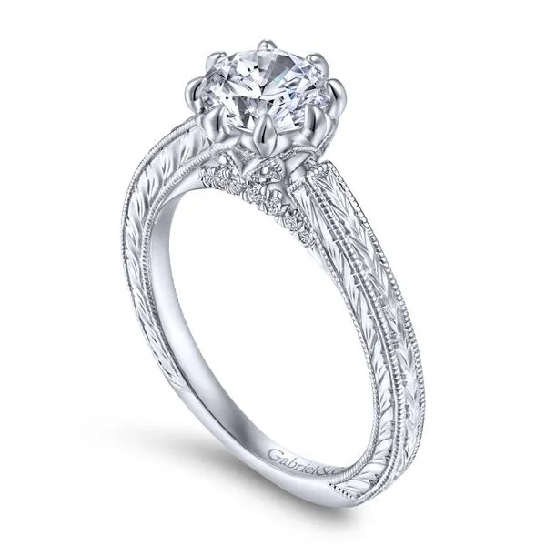 14K White Gold Vintage Round Diamond Engagement Ring Image 3 Koerbers Fine Jewelry Inc New Albany, IN