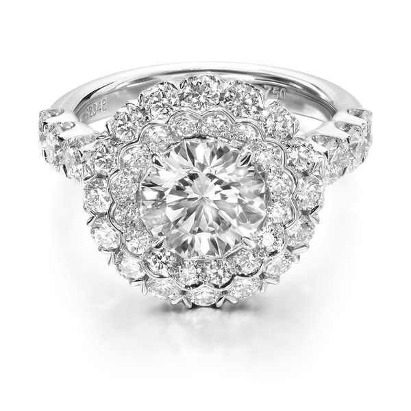 18K White Gold Round Crisscut Diamond Double Halo Engagement Ring Koerbers Fine Jewelry Inc New Albany, IN