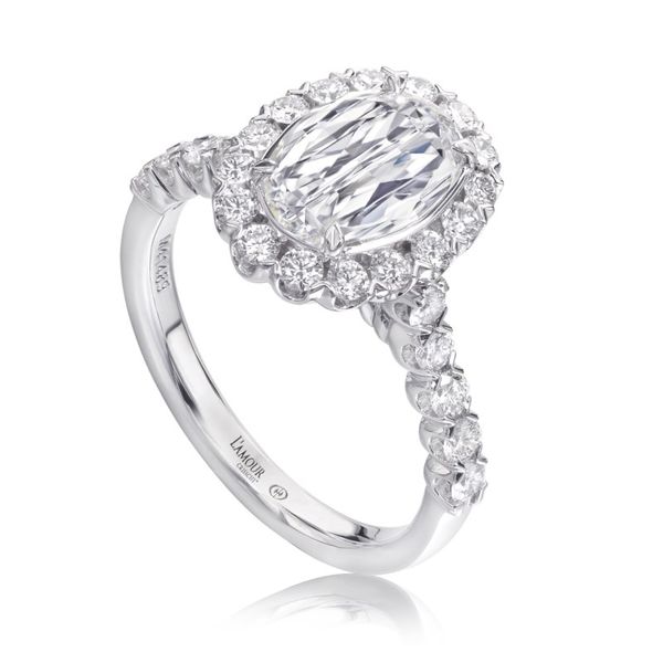 18K White Gold Oval CrissCut Diamond Halo Ring Koerbers Fine Jewelry Inc New Albany, IN