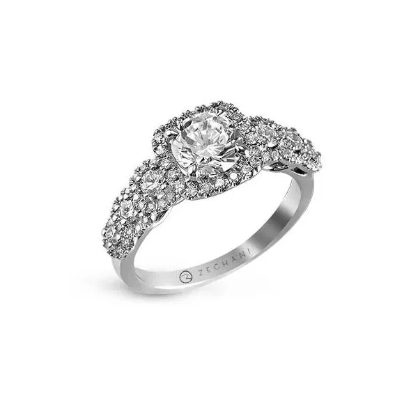 14K White Gold Engagement Ring with Cushion Halo Center Koerbers Fine Jewelry Inc New Albany, IN