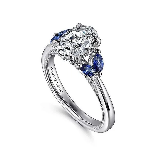 14K White Gold Round Diamond and Sapphire Engagement Ring Image 3 Koerbers Fine Jewelry Inc New Albany, IN