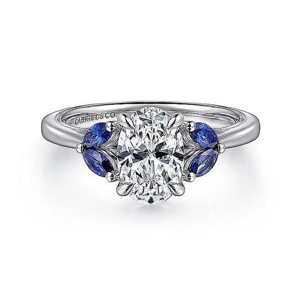 14K White Gold Round Diamond and Sapphire Engagement Ring Koerbers Fine Jewelry Inc New Albany, IN