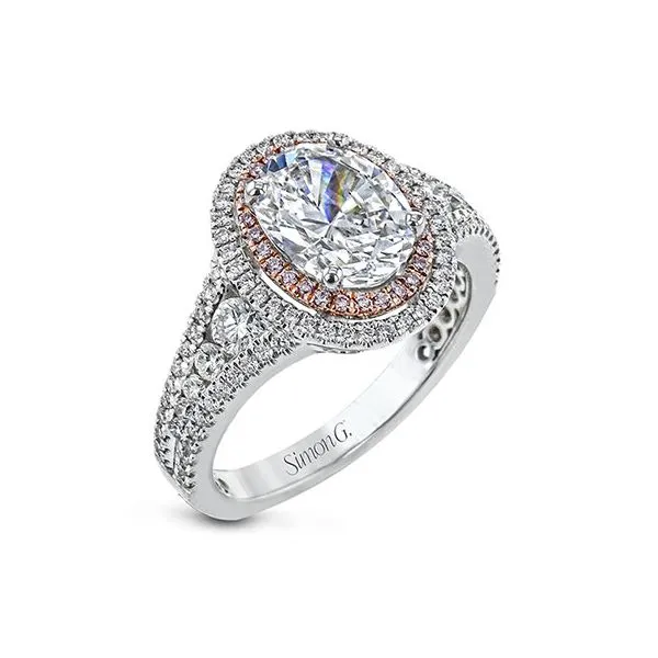 18K White and Rose Gold Double Halo Engagement Ring Koerbers Fine Jewelry Inc New Albany, IN