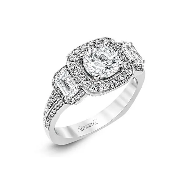 18K White Gold Round & Emerald Cut Diamond Ring Koerbers Fine Jewelry Inc New Albany, IN