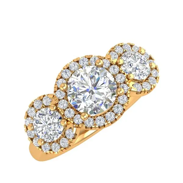 18K Yellow Gold Three Stone Diamond Engagement Ring Koerbers Fine Jewelry Inc New Albany, IN
