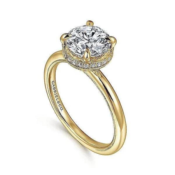 14K Yellow Gold Round Halo Diamond Engagement Ring Image 3 Koerbers Fine Jewelry Inc New Albany, IN
