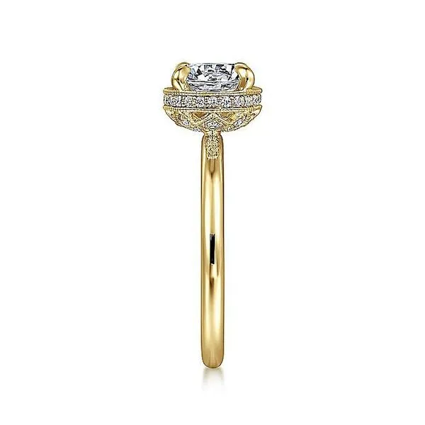14K Yellow Gold Round Halo Diamond Engagement Ring Image 4 Koerbers Fine Jewelry Inc New Albany, IN