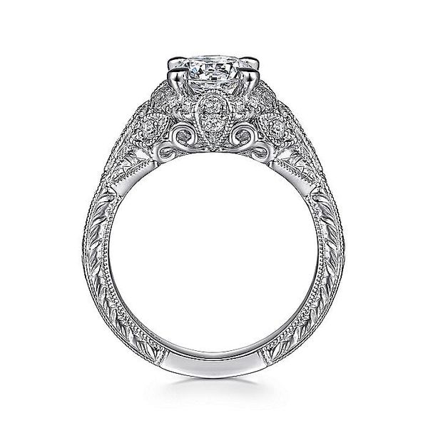14K White Gold Vintage Inspired Diamond Halo Engagement Ring Image 2 Koerbers Fine Jewelry Inc New Albany, IN