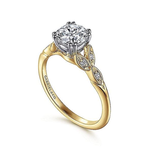 14K White and Yellow Gold Round Diamond Engagement Ring Image 3 Koerbers Fine Jewelry Inc New Albany, IN