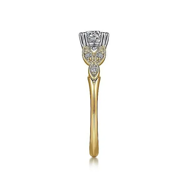 14K White and Yellow Gold Round Diamond Engagement Ring Image 4 Koerbers Fine Jewelry Inc New Albany, IN